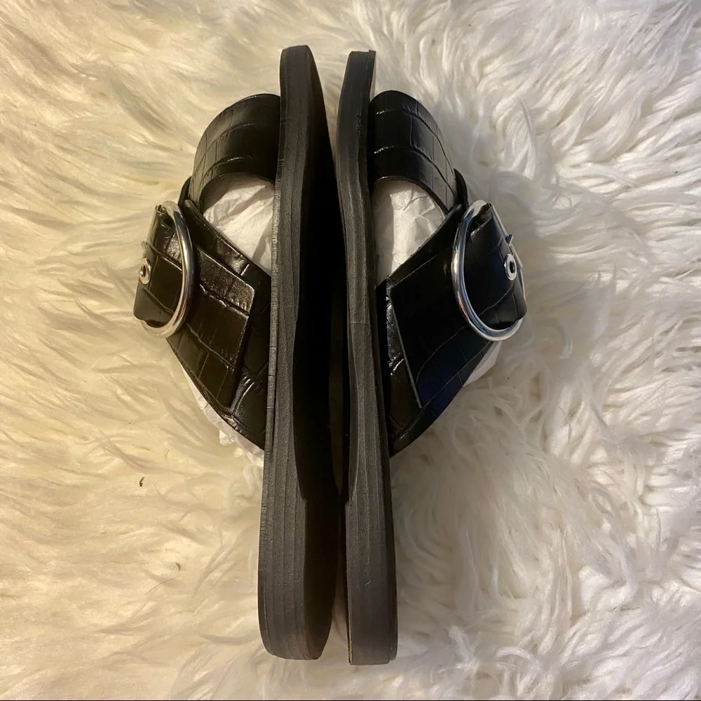 K.COBLER Women’s Leather Cross Buckle Slide Size 6 - Picture 3 of 6